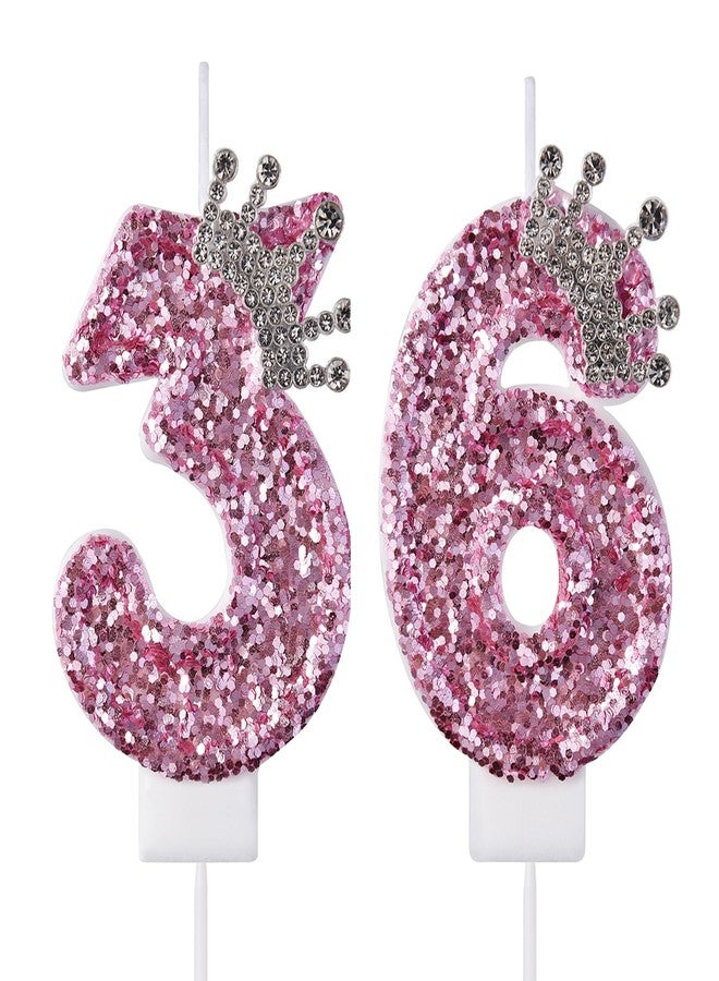 VSHILI 36 63 Birthday Candles, 36th 63rd Cake Candles, Pink Birthday Number 36 63 Candles Cake Topper Decorations for Party Men Women - Image 1